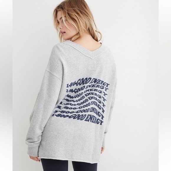 Aerie‎ Wonder V-Neck Sweatshirt Gray - Picture 1 of 8